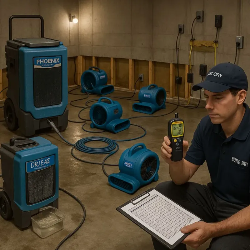 Structural Drying and Dehumidification process in Crane, TX